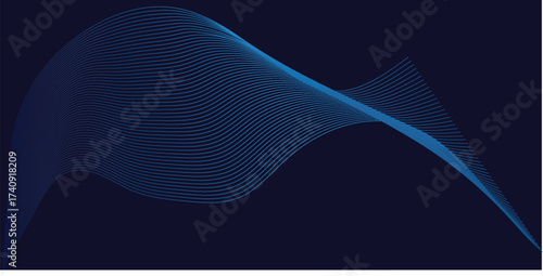 Dark abstract background with glowing wave. Shiny moving lines design element. Modern purple blue gradient flowing wave lines. technology concept. Vector illustration