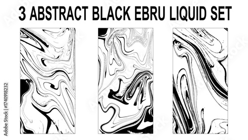 Set of Marble wavy pattern. Abstract background illustration. Ebru, Turkish marbling art background collection. Suminagashi. Hand drawn marbling illustration technique. Watercolor stains, abstract.