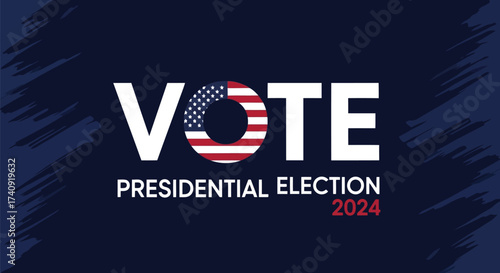 Vector illustration of vote for the presidential election 2024 with american flag element