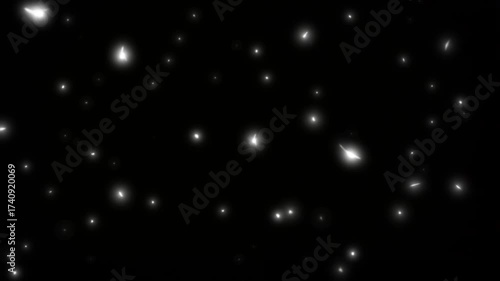 Floating White Glowing Particles on Black Background