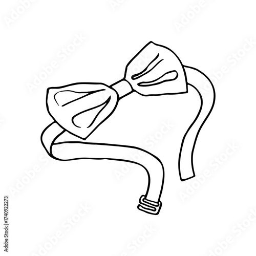 Bow tie top view - hand drawn line art sketch