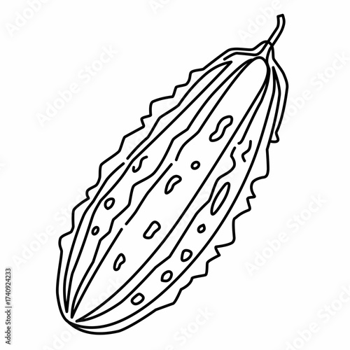 Bitter melon icon in line art style