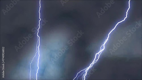 Dramatic Lightning Strike in Heavy Rain.