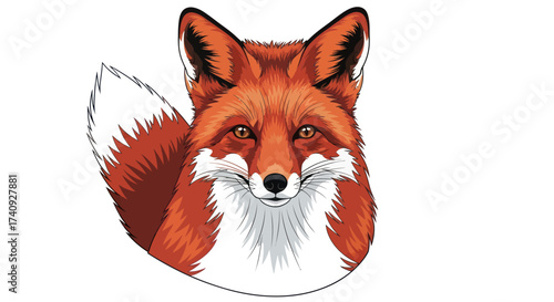 A vibrant illustration of a fox's head and tail, showcasing detailed fur and expression