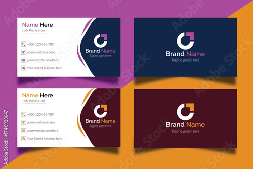 Clean business card design template, professional corporate identity