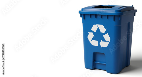 Trash Bin with Recycle Symbol Isolated on White Background