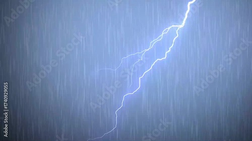 Dramatic Lightning Strike in Heavy Rain