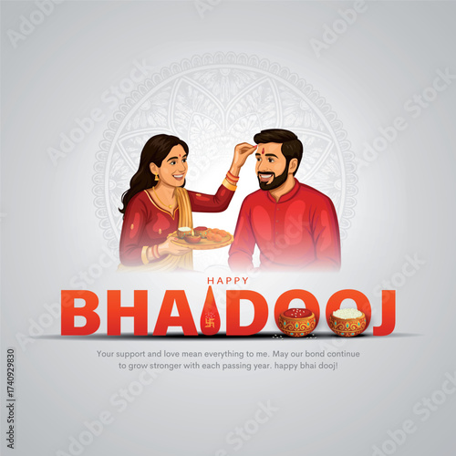 Bhai dooj festival greeting card. Vector illustration.