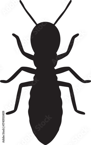 Black silhouette of  Termite insect on a transparent background