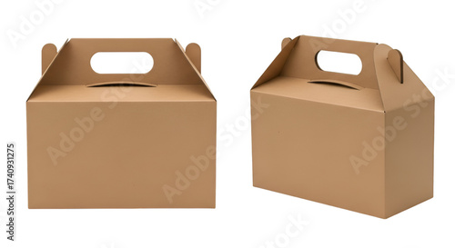 Two Cardboard Gable Top Boxes Isolated on Black Background