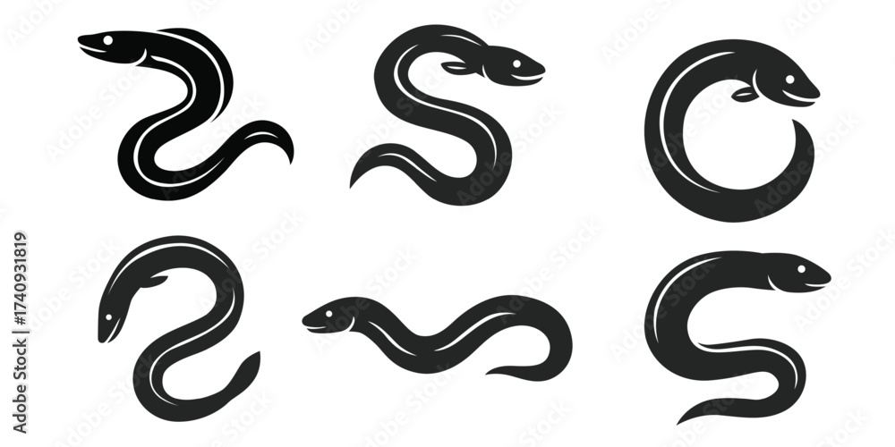 Fototapeta premium Japanese eel vector logo isolated on white background. 
