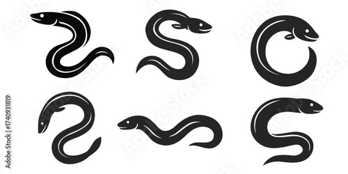	
Japanese eel vector logo isolated on white background.	
