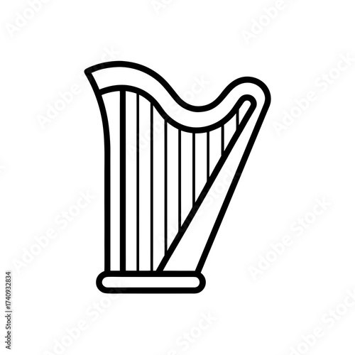 refined vector line icon of a harp  editable strok