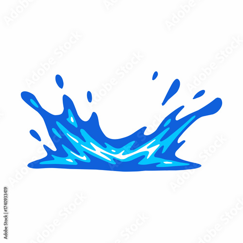 water cartoon vector, blue water flow, water flat vector illustration, abstract wave design, dynamic movement, fluid style, modern background element.