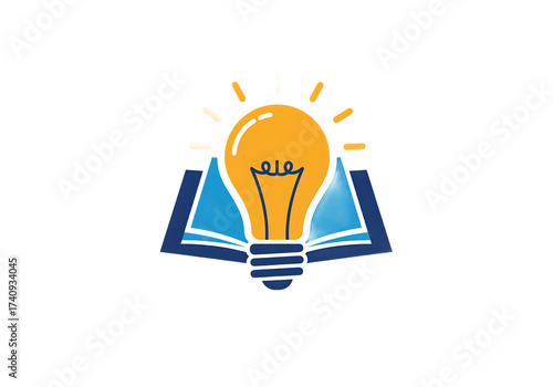 Illustrative logo featuring a light bulb above an open book, symbolizing knowledge and ideas