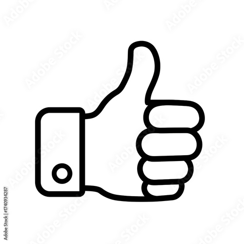 Simple outline of a thumbs-up gesture symbolizing approval or agreement, suitable for digital communication