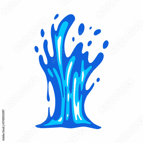 water cartoon vector, blue water flow, water flat vector illustration, abstract wave design, dynamic movement, fluid style, modern background element.