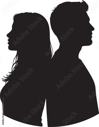Couple in Conflict Silhouette Illustrating a Disagreement
