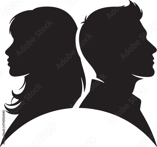 Broken Couple Silhouette Illustrating Divorce and Separation
