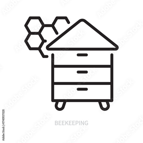 Beekeeping line icon. Honeycomb, apiary symbol. Hobby concept. Isolated on a white background. Editable stroke. Flat design. Vector illustration.