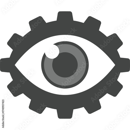 Gear Eye Icon technology vision machine engineering artificial intelligence surveillance symbol graphic illustration mechanism