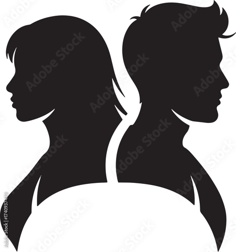 Couple Silhouette Back to Back Illustrating Relationship Problems
