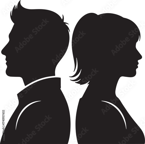 Man and Woman Back to Back Silhouette Illustrating Relationship Conflict