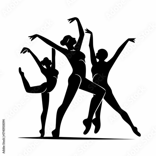 Grace in Motion: Silhouette of graceful dancers embodying the elegance of ballet. A celebration of poise, precision, and artistic expression