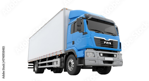 Blue Semi Truck with White Trailer Isolated graphic