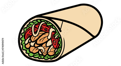 Delicious and colorful burrito with fresh ingredients and a tasty filling.