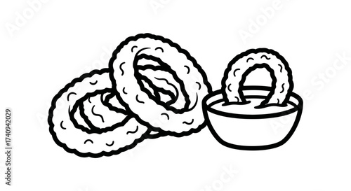 Delicious onion rings with dipping sauce a tasty snack or appetizer.