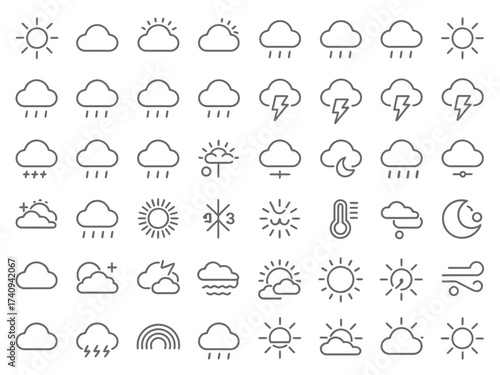 Minimalist black weather icons complete set scalable vector illustrations for declarative eps graphics silhouette vector illustration white background