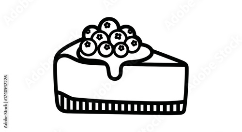 Delicious slice of blueberry cheesecake dessert with fresh berries.