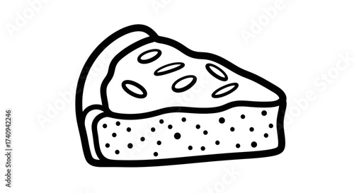 Delicious slice of cake with toppings and dots perfect dessert.