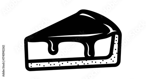 Delicious slice of cheesecake with chocolate topping dessert food item.