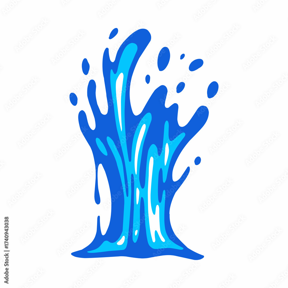 Fototapeta premium water cartoon vector, blue water flow, water flat vector illustration, abstract wave design, dynamic movement, fluid style, modern background element.