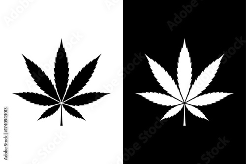 Hemp Leaf Icon Vector Illustration. Simple Marijuana Leaf Silhouette for Digital Use