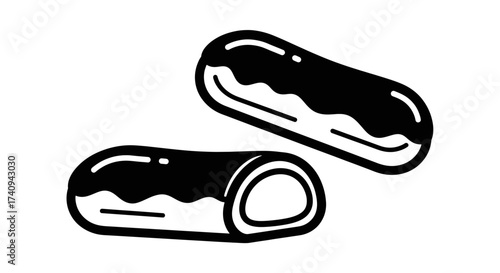 Two delicious chocolate eclairs a delightful pastry treat ready to eat and enjoy.