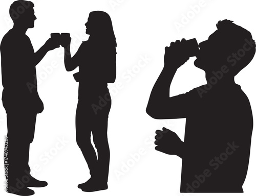 Silhouette of a young couple vector illustration
