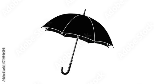 Black umbrella protects from the rain, keeping you dry and comfortable on bad weather