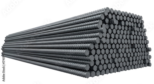 Stack of Gray Metal Rebar Rods graphic