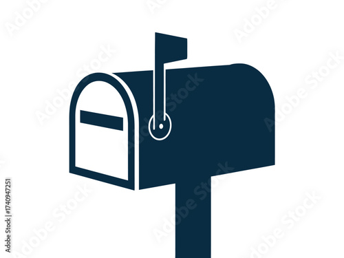 Minimalist dark blue mailbox icon illustration vector scalable eps for general platforms silhouette vector illustration white background