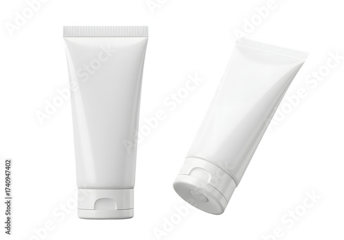White cosmetic cream tube for mock up isolated on transparent background