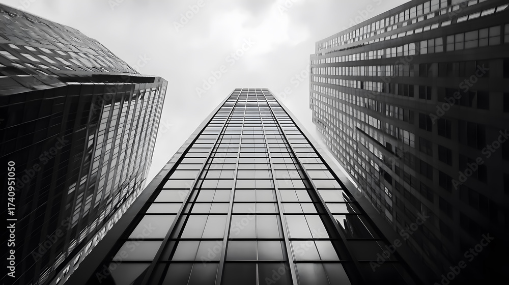 Fototapeta premium A low-angle shot of a towering commercial building.
