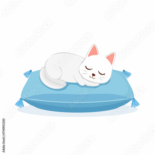 A funny cartoon illustration of a cute kitten with a long tail makes a great vector design for pet lovers