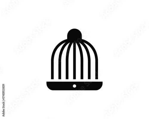 Minimalist black and white birdcage icon vector illustration scalable eps graphic for general use silhouette vector illustration white background