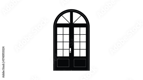 Elegant arched french door silhouette vector illustration scalable eps graphic design element silhouette vector illustration white background