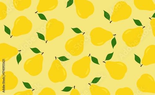 hand drawn pear pattern. Pear background. Fruit background. 