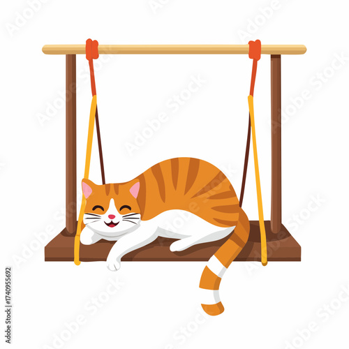 Orange white kitten and on a wooden board, cute little feline portrait, isolated tabby pet animal with furry ears