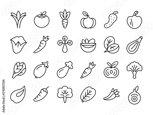 Doodle style organic food vegetable icons vector scalable illustration set eps silhouette vector illustration white background